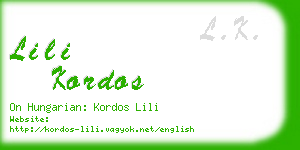 lili kordos business card